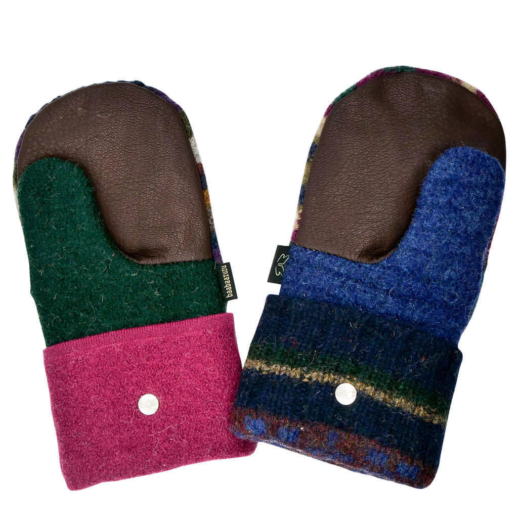 Upcycled SUEDE Palm felted wool sweater mittens Dale of Norway warm lined deals mittens recycled sweater mittens eco gift for her woman's size L